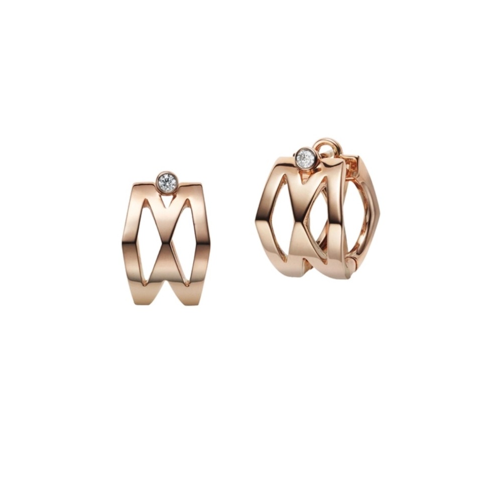 Mikimito M Signature Diamond Earrings in 18K Pink Gold